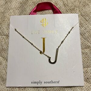 Simply Southern NWT Initial “J” Necklace NWT